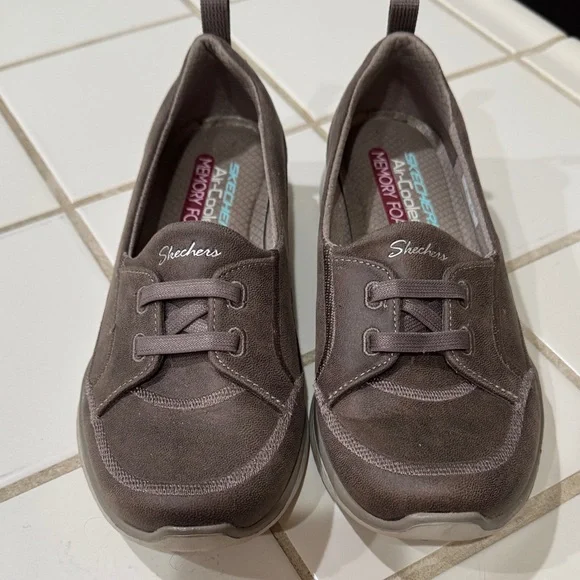 Skechers Air-Cooled Memory Foam Slip In Shoes - Taupe - Size 7 - Picture 3 of 8